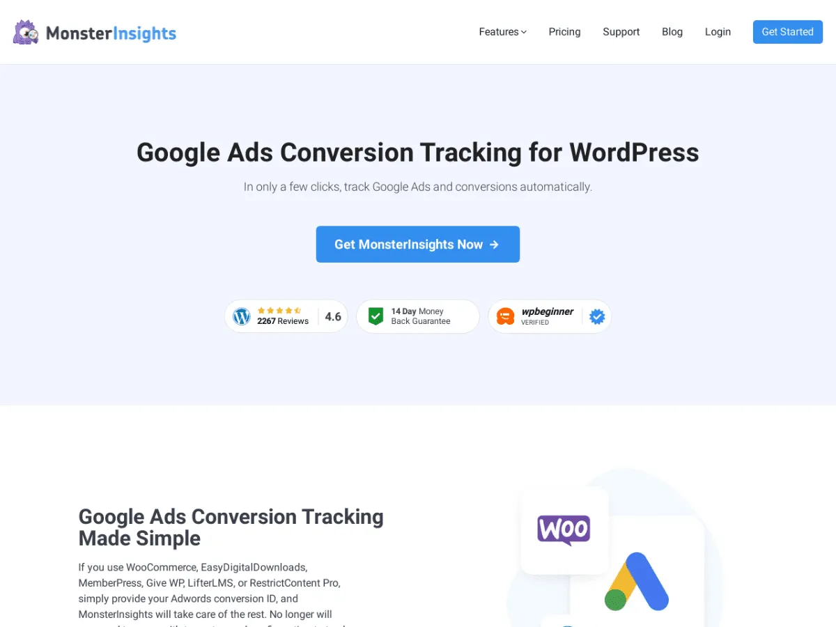MonsterInsights Google Ads Conversion Tracking