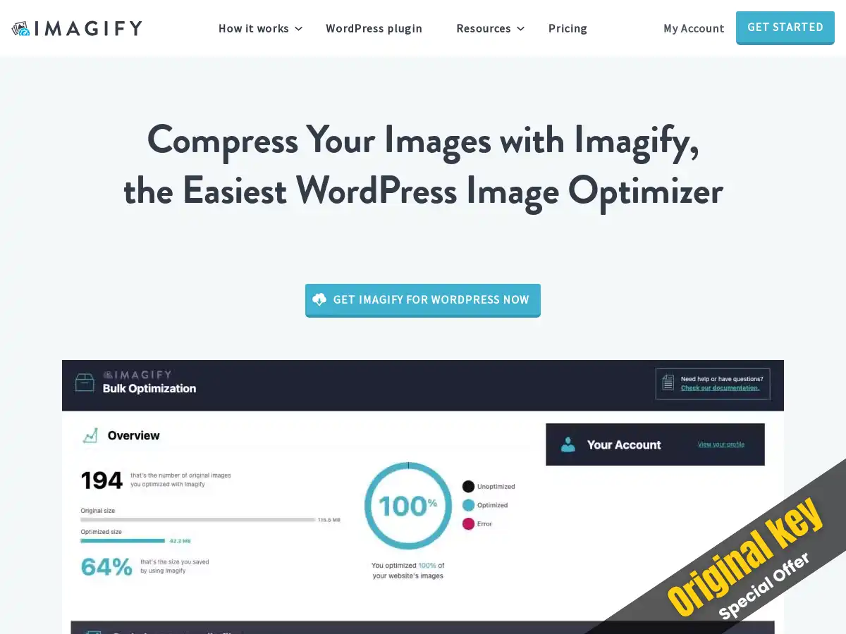 imagify pro optimize images & convert webp | original license | official 1 year license